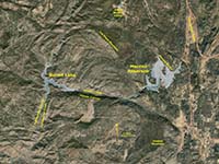 Moleno Reservoir (4) and Lake Barrett (8) Reservoirs east of San Diego.